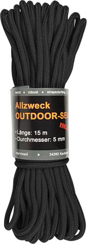 normani Allzweck-Outdoor-Seil 5 mm x 15 m Chetwynd, Schwarz