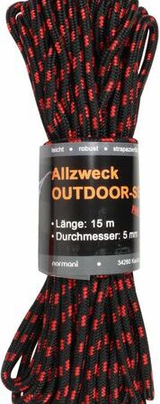 normani Allzweck-Outdoor-Seil 5 mm x 15 m Chetwynd, Schwarz/Rot