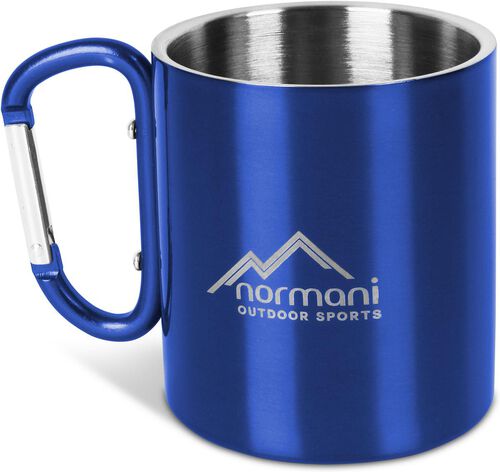 normani Edelstahl Tasse 330 ml mit Karabinerhaken Wisconsin, Blau